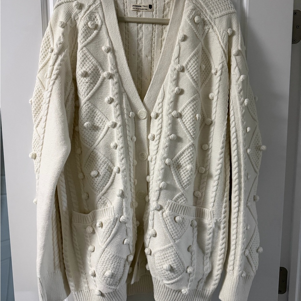 Jackson Rowe Cream Textured Cardigan